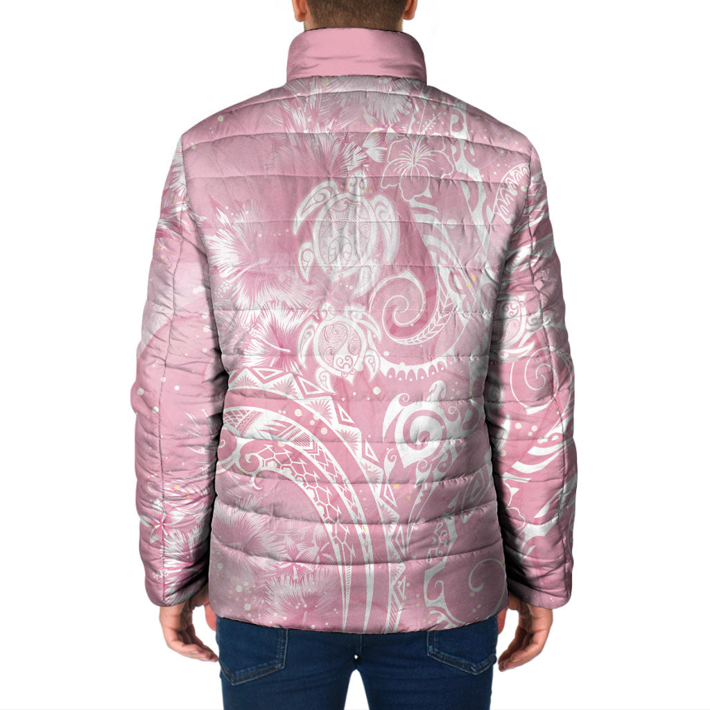 Aloha Hawaii Turtles Floral Padded Jacket Pink Marbles Glaze LT7 - Polynesian Pride