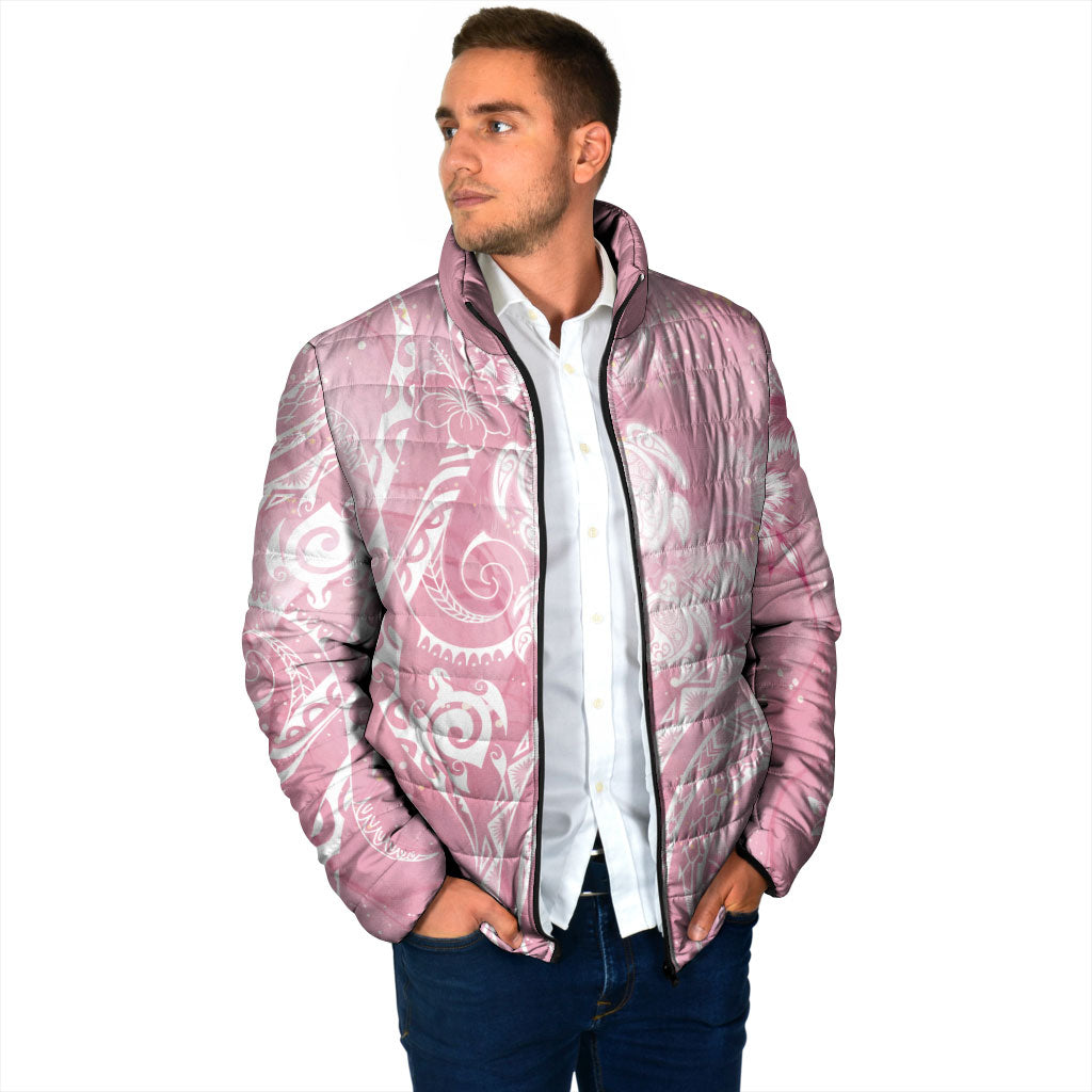 Aloha Hawaii Turtles Floral Padded Jacket Pink Marbles Glaze LT7 - Polynesian Pride