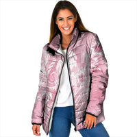 Aloha Hawaii Turtles Floral Padded Jacket Pink Marbles Glaze LT7 Women Pink - Polynesian Pride