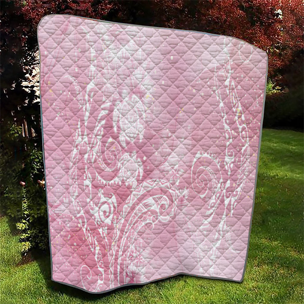 Aloha Hawaii Turtles Floral Quilt Pink Marbles Glaze LT7 - Polynesian Pride