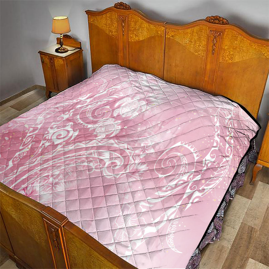 Aloha Hawaii Turtles Floral Quilt Pink Marbles Glaze LT7 - Polynesian Pride