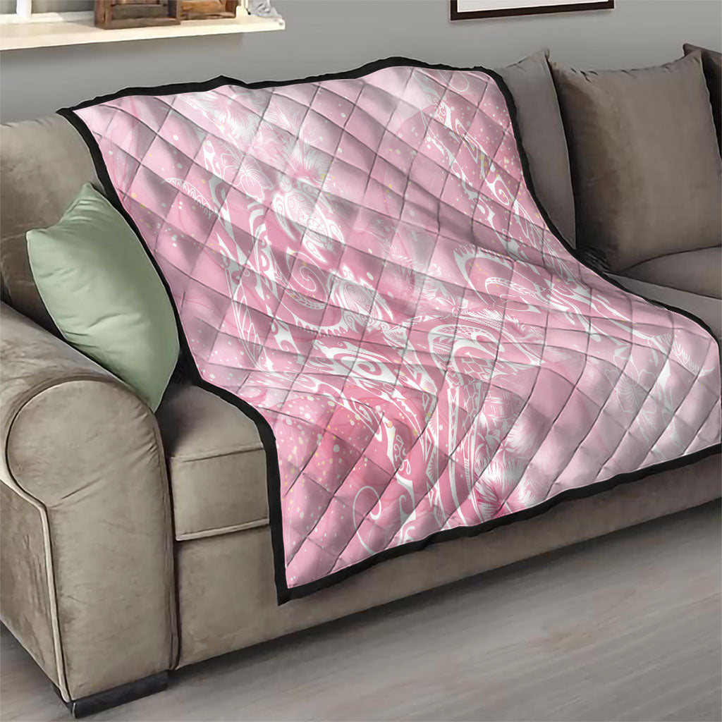 Aloha Hawaii Turtles Floral Quilt Pink Marbles Glaze LT7 - Polynesian Pride