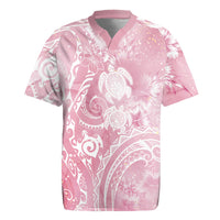Aloha Hawaii Turtles Floral Rugby Jersey Pink Marbles Glaze LT7 Pink - Polynesian Pride