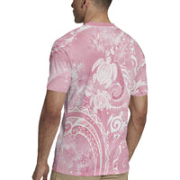 Aloha Hawaii Turtles Floral Rugby Jersey Pink Marbles Glaze LT7 - Polynesian Pride