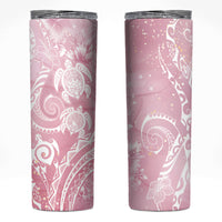 Aloha Hawaii Turtles Floral Skinny Tumbler Pink Marbles Glaze LT7 Pink - Polynesian Pride