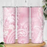 Aloha Hawaii Turtles Floral Skinny Tumbler Pink Marbles Glaze LT7 - Polynesian Pride