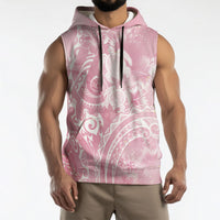 Aloha Hawaii Turtles Floral Sleeveless Hoodie Pink Marbles Glaze LT7 - Polynesian Pride