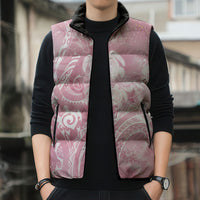 Aloha Hawaii Turtles Floral Sleeveless Puffer Jacket Pink Marbles Glaze LT7 - Polynesian Pride