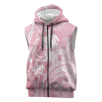 Aloha Hawaii Turtles Floral Sleeveless Zip Hoodie Pink Marbles Glaze LT7 Pink - Polynesian Pride