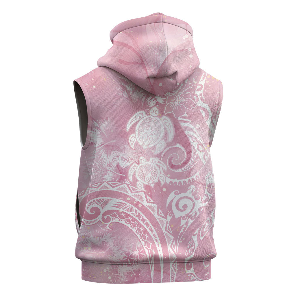 Aloha Hawaii Turtles Floral Sleeveless Zip Hoodie Pink Marbles Glaze LT7 - Polynesian Pride