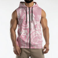 Aloha Hawaii Turtles Floral Sleeveless Zip Hoodie Pink Marbles Glaze LT7 - Polynesian Pride