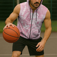 Aloha Hawaii Turtles Floral Sleeveless Zip Hoodie Pink Marbles Glaze LT7 - Polynesian Pride