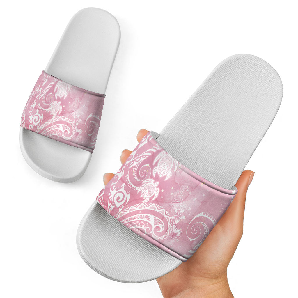 Aloha Hawaii Turtles Floral Slide Sandals Pink Marbles Glaze LT7 - Polynesian Pride