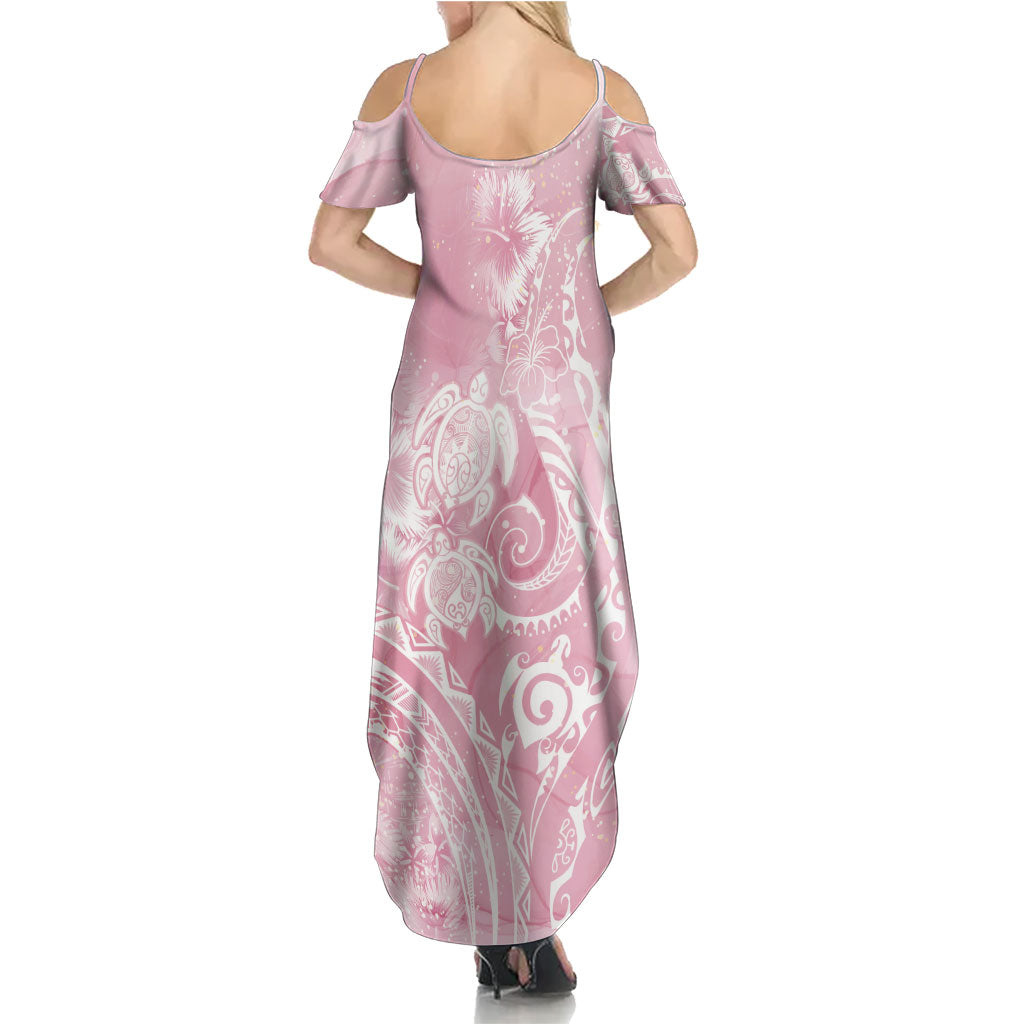 Aloha Hawaii Turtles Floral Summer Maxi Dress Pink Marbles Glaze LT7 - Polynesian Pride