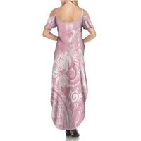 Aloha Hawaii Turtles Floral Summer Maxi Dress Pink Marbles Glaze LT7 - Polynesian Pride