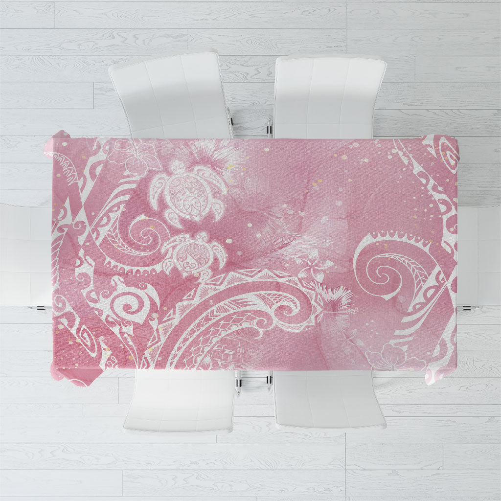Aloha Hawaii Turtles Floral Tablecloth Pink Marbles Glaze LT7 Pink - Polynesian Pride