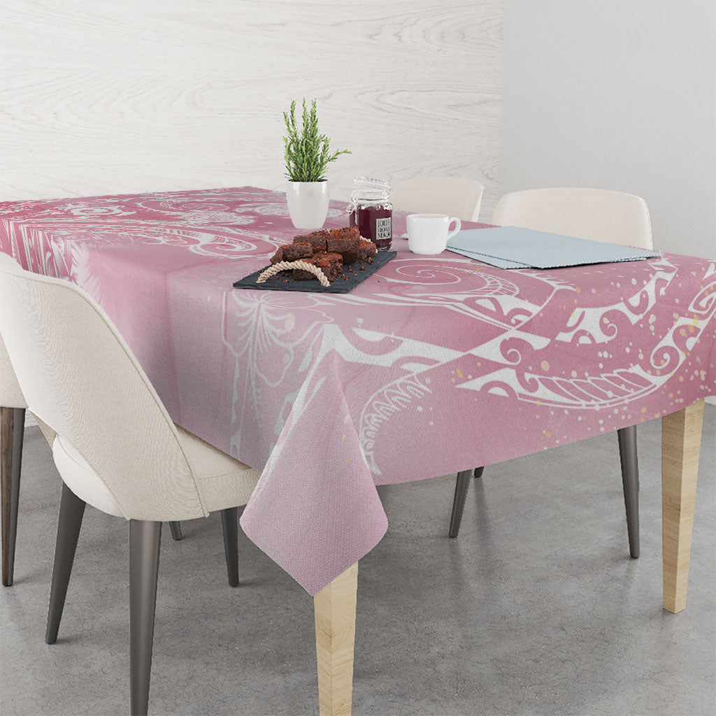 Aloha Hawaii Turtles Floral Tablecloth Pink Marbles Glaze LT7 - Polynesian Pride
