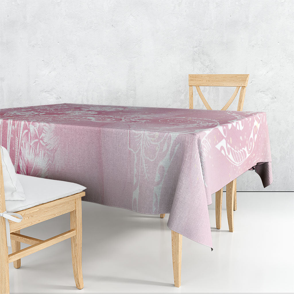 Aloha Hawaii Turtles Floral Tablecloth Pink Marbles Glaze LT7 - Polynesian Pride