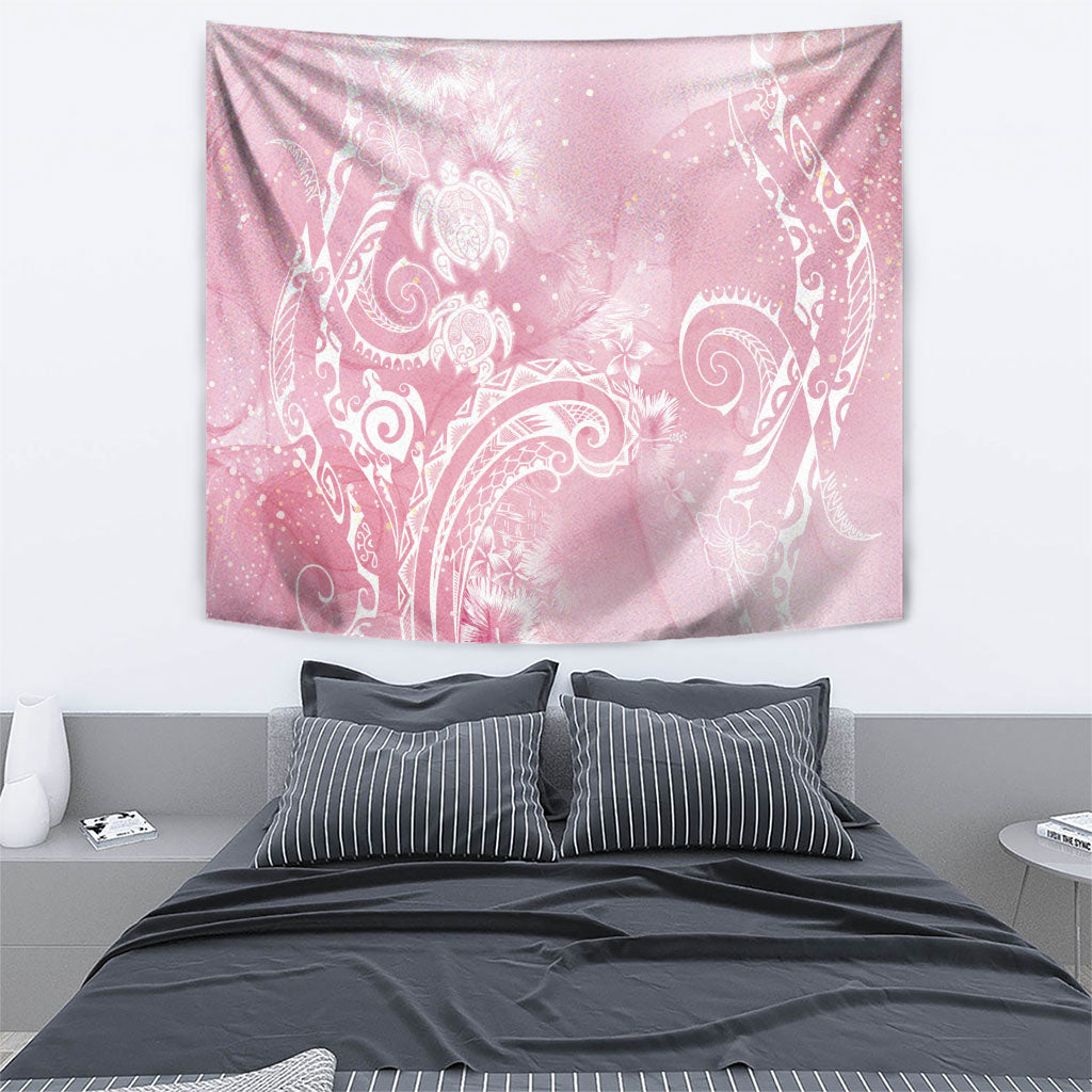 Aloha Hawaii Turtles Floral Tapestry Pink Marbles Glaze LT7 - Polynesian Pride