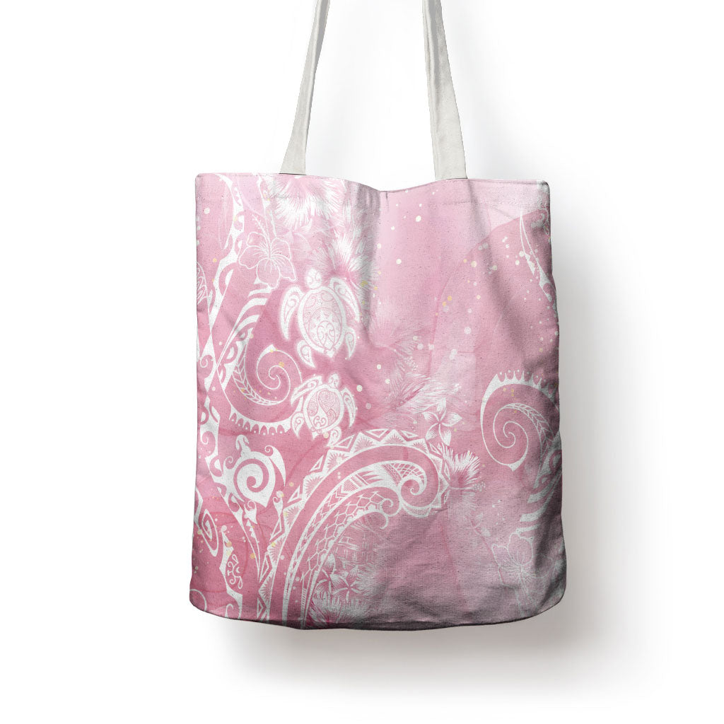 Aloha Hawaii Turtles Floral Tote Bag Pink Marbles Glaze LT7 - Polynesian Pride