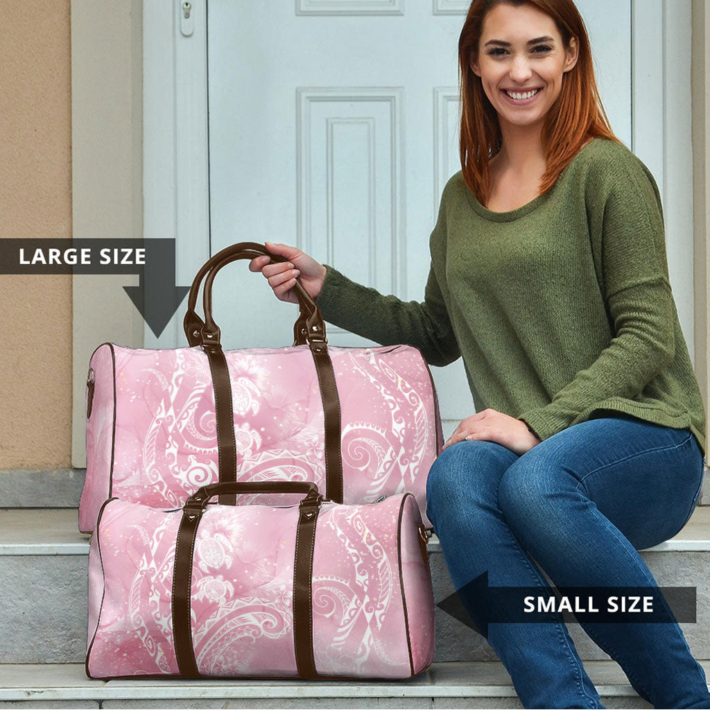 Aloha Hawaii Turtles Floral Travel Bag Pink Marbles Glaze LT7 - Polynesian Pride
