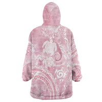 Aloha Hawaii Turtles Floral Wearable Blanket Hoodie Pink Marbles Glaze LT7 - Polynesian Pride