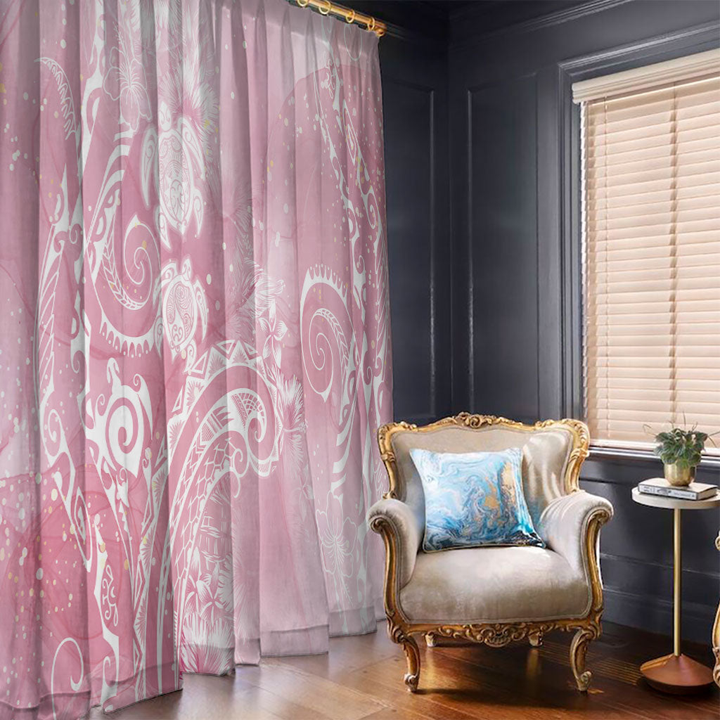 Aloha Hawaii Turtles Floral Window Curtain Pink Marbles Glaze LT7 - Polynesian Pride
