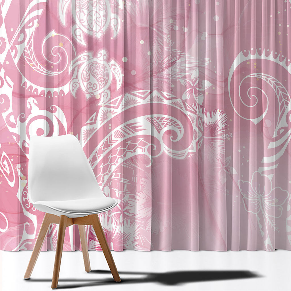 Aloha Hawaii Turtles Floral Window Curtain Pink Marbles Glaze LT7 - Polynesian Pride