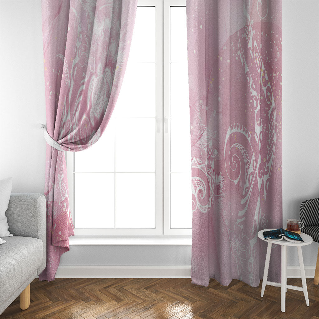 Aloha Hawaii Turtles Floral Window Curtain Pink Marbles Glaze LT7 - Polynesian Pride