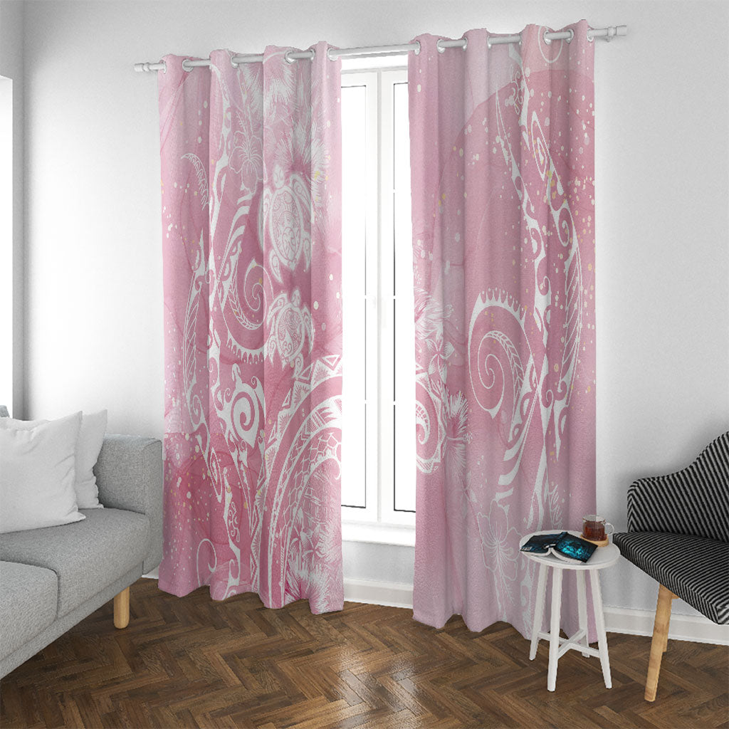 Aloha Hawaii Turtles Floral Window Curtain Pink Marbles Glaze LT7 With Grommets Pink - Polynesian Pride