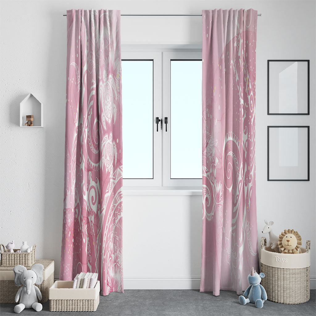 Aloha Hawaii Turtles Floral Window Curtain Pink Marbles Glaze LT7 - Polynesian Pride