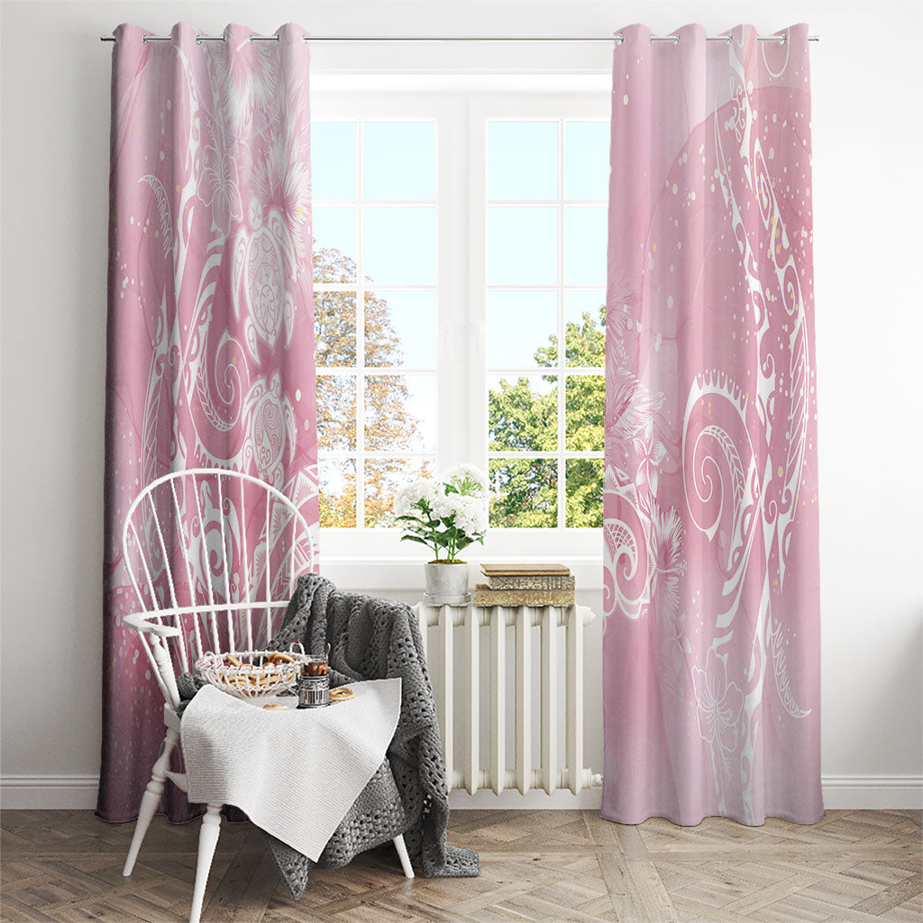 Aloha Hawaii Turtles Floral Window Curtain Pink Marbles Glaze LT7 - Polynesian Pride
