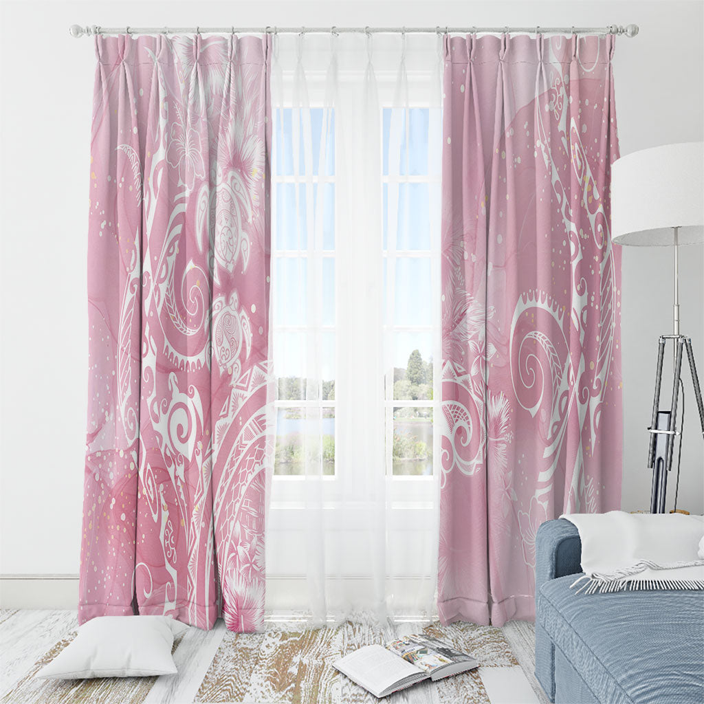 Aloha Hawaii Turtles Floral Window Curtain Pink Marbles Glaze LT7 - Polynesian Pride