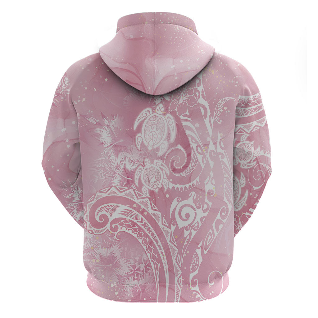 Aloha Hawaii Turtles Floral Zip Hoodie Pink Marbles Glaze LT7 - Polynesian Pride