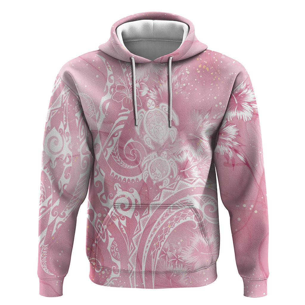 Aloha Hawaii Turtles Floral Zip Hoodie Pink Marbles Glaze LT7 Pullover Hoodie Pink - Polynesian Pride