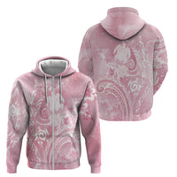 Aloha Hawaii Turtles Floral Zip Hoodie Pink Marbles Glaze LT7 - Polynesian Pride