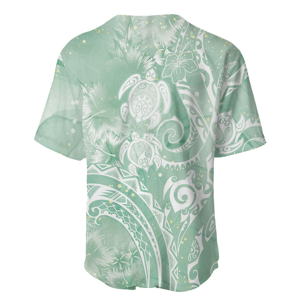 Aloha Hawaii Turtles Floral Baseball Jersey Seafoam Marbles Glaze LT7 - Polynesian Pride