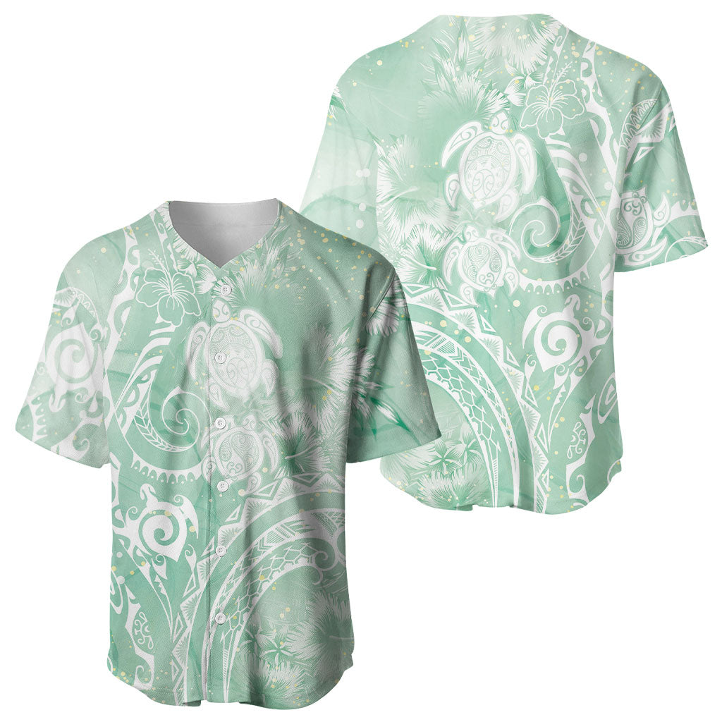 Aloha Hawaii Turtles Floral Baseball Jersey Seafoam Marbles Glaze LT7 - Polynesian Pride