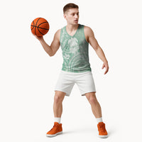Aloha Hawaii Turtles Floral Basketball Jersey Seafoam Marbles Glaze LT7 - Polynesian Pride