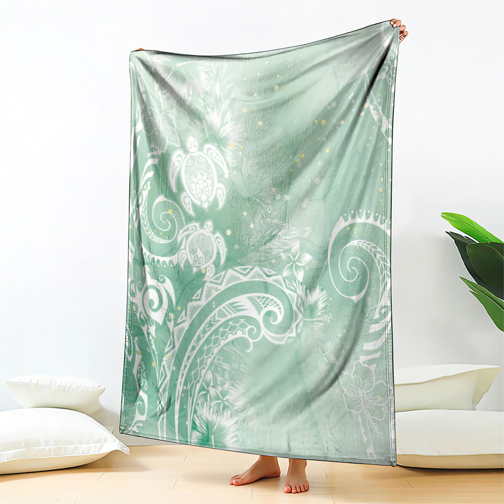 Aloha Hawaii Turtles Floral Blanket Seafoam Marbles Glaze LT7 - Polynesian Pride