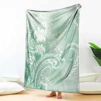 Aloha Hawaii Turtles Floral Blanket Seafoam Marbles Glaze LT7 - Polynesian Pride