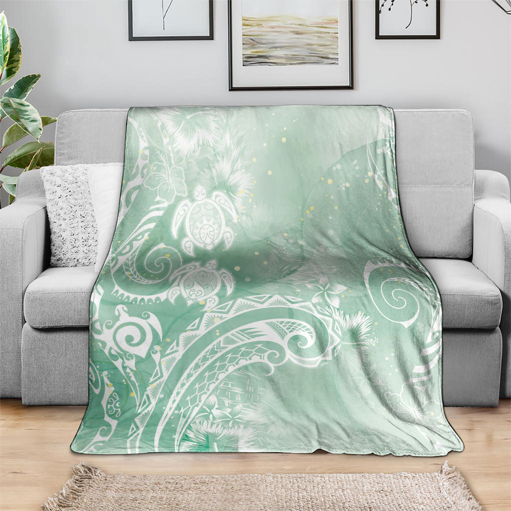 Aloha Hawaii Turtles Floral Blanket Seafoam Marbles Glaze LT7 - Polynesian Pride