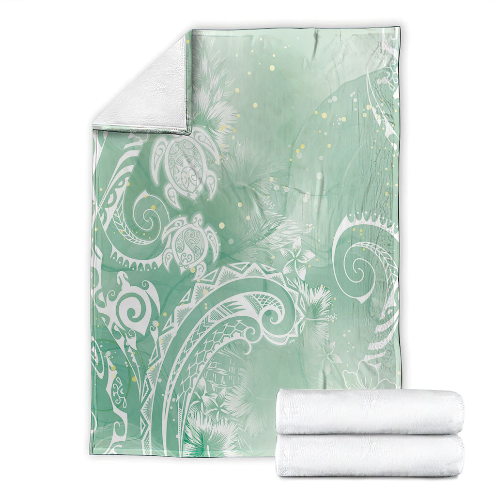 Aloha Hawaii Turtles Floral Blanket Seafoam Marbles Glaze LT7 - Polynesian Pride