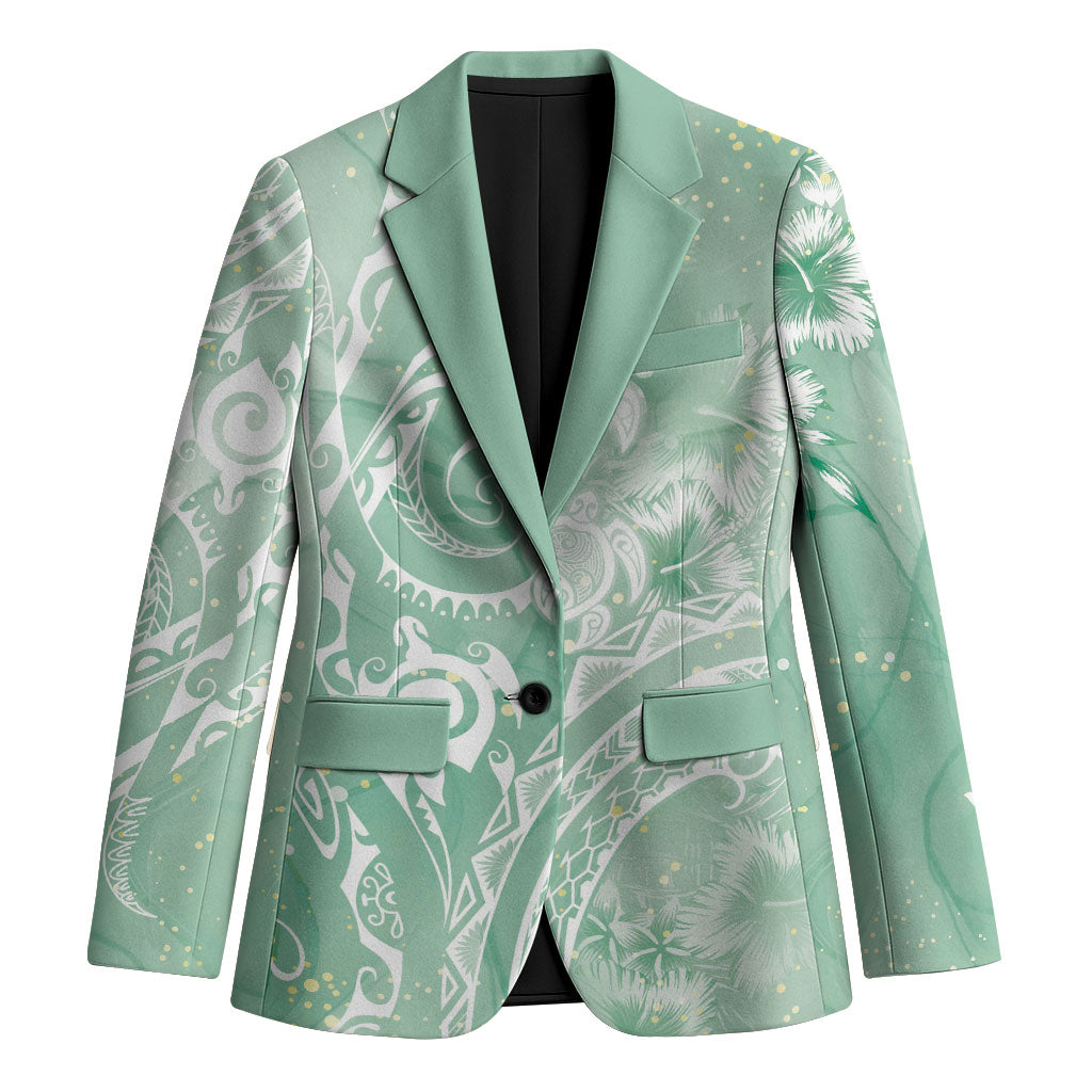 Aloha Hawaii Turtles Floral Blazer Seafoam Marbles Glaze LT7 Unisex Seafoam - Polynesian Pride