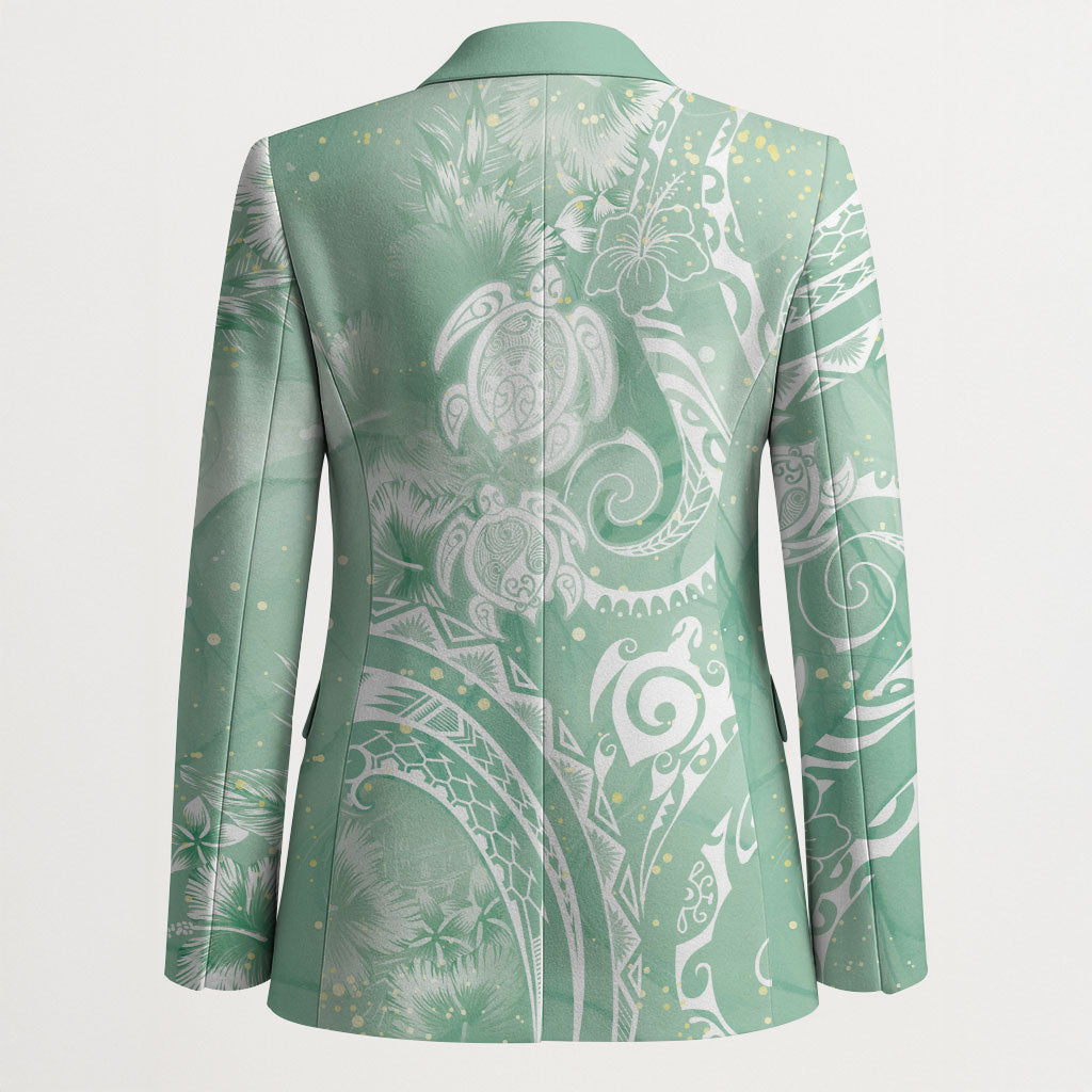 Aloha Hawaii Turtles Floral Blazer Seafoam Marbles Glaze LT7 - Polynesian Pride
