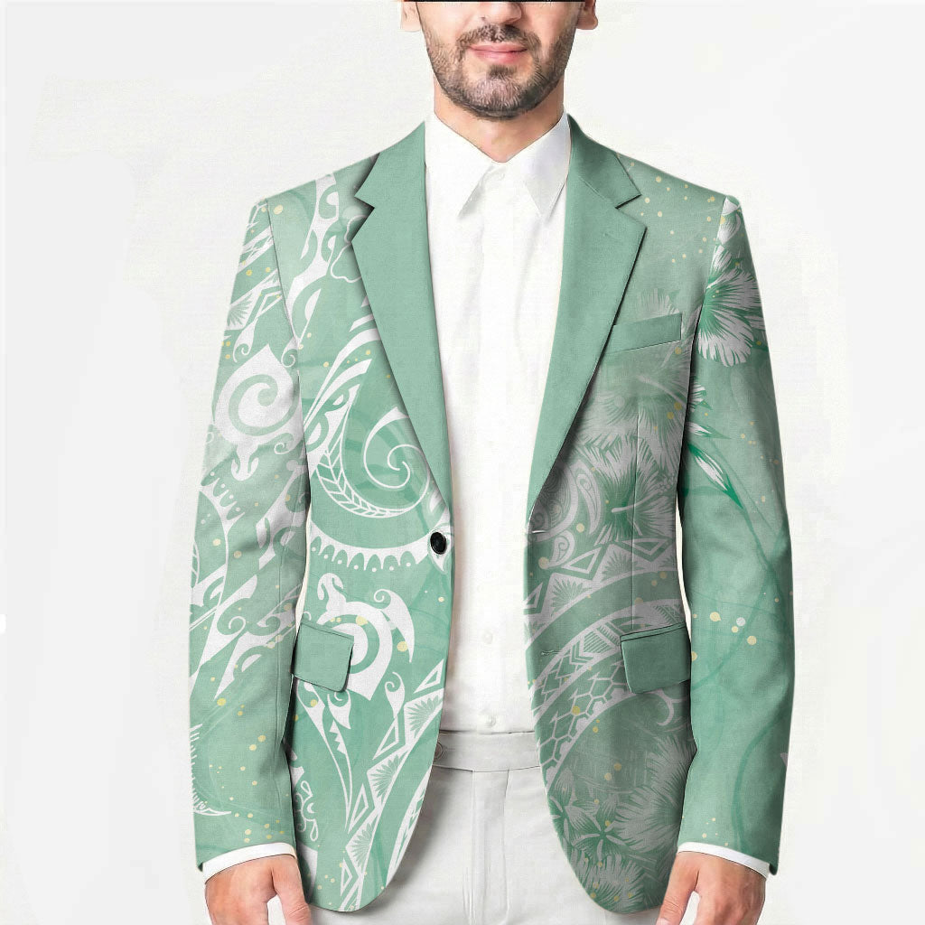 Aloha Hawaii Turtles Floral Blazer Seafoam Marbles Glaze LT7 - Polynesian Pride