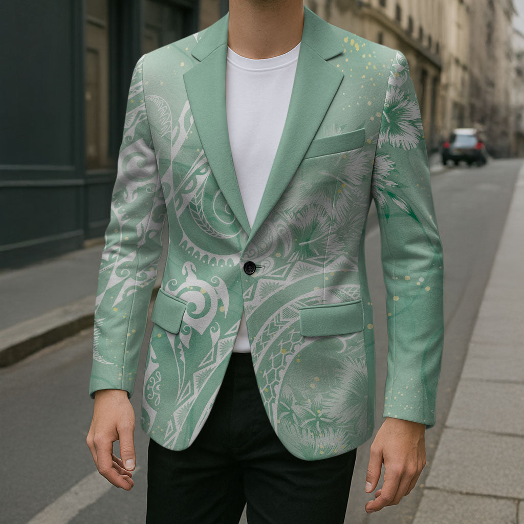 Aloha Hawaii Turtles Floral Blazer Seafoam Marbles Glaze LT7 - Polynesian Pride