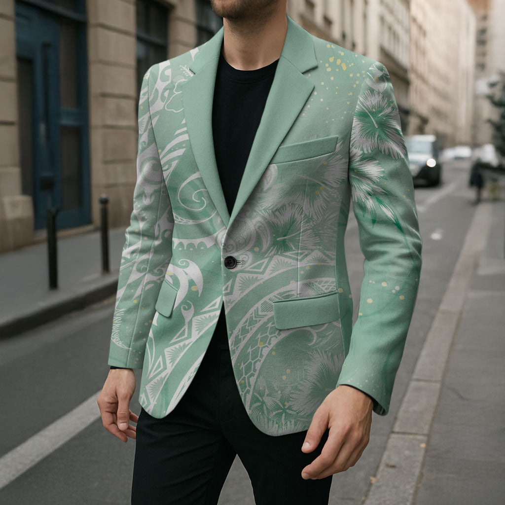 Aloha Hawaii Turtles Floral Blazer Seafoam Marbles Glaze LT7 - Polynesian Pride