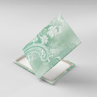 Aloha Hawaii Turtles Floral Canvas Wall Art Seafoam Marbles Glaze LT7 With Frame Seafoam - Polynesian Pride