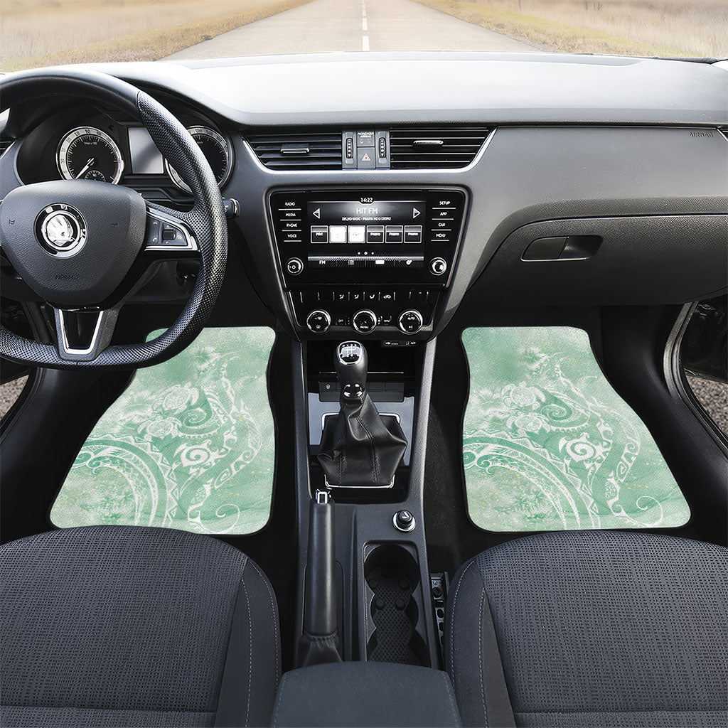 Aloha Hawaii Turtles Floral Car Mats Seafoam Marbles Glaze LT7 Set 2pcs - Front Seafoam - Polynesian Pride